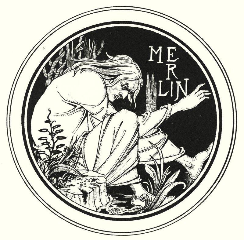 Merlín (grabado) de Aubrey (after) Beardsley