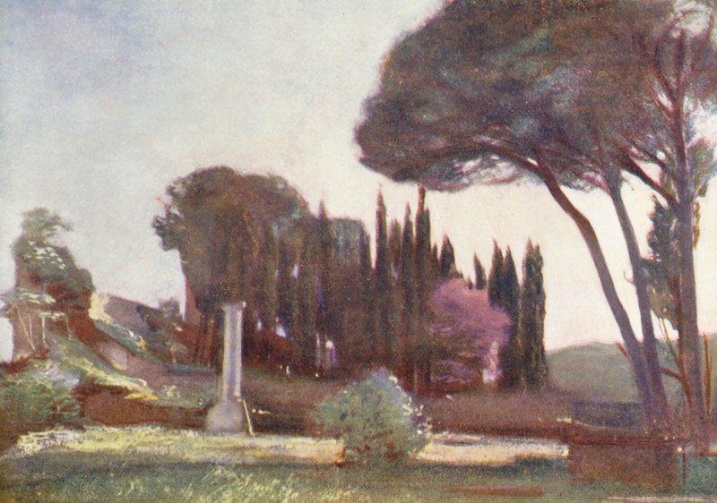 Roma: Antiguo Cementerio Inglés (litografía en color) de Aubrey Waterfield