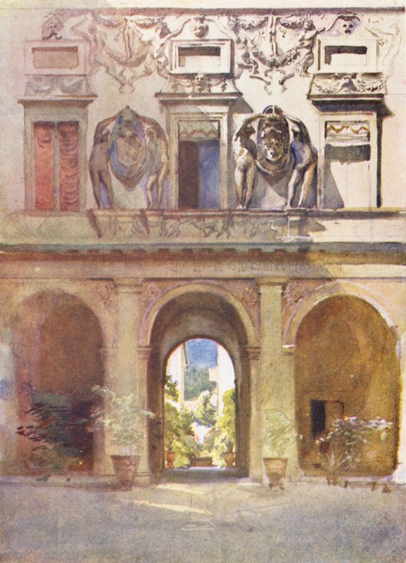 Roma: Palazzo Spada (litografía en color) de Aubrey Waterfield