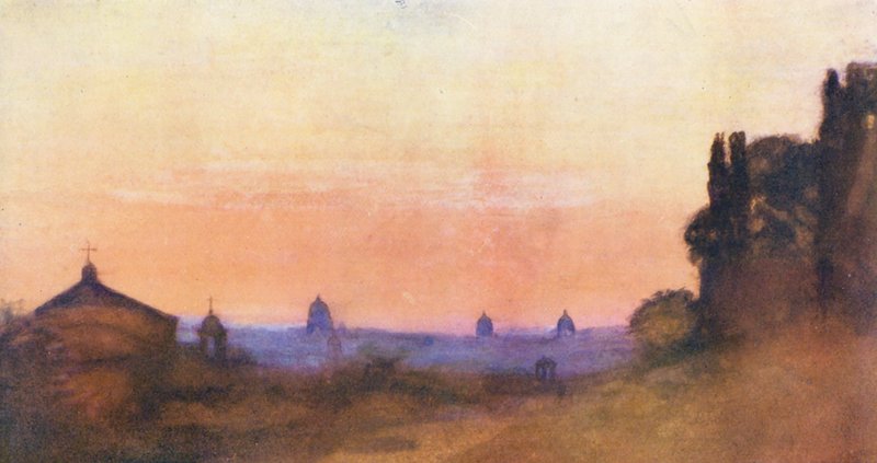 Roma: Vista desde el Palatino (litografía en color) de Aubrey Waterfield