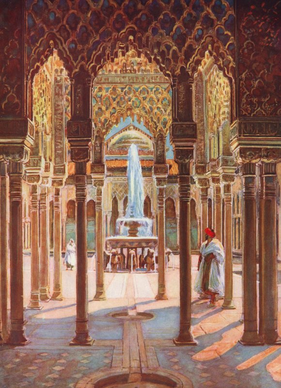 La Alhambra, España (litografía en color) de Auguste Gerardin