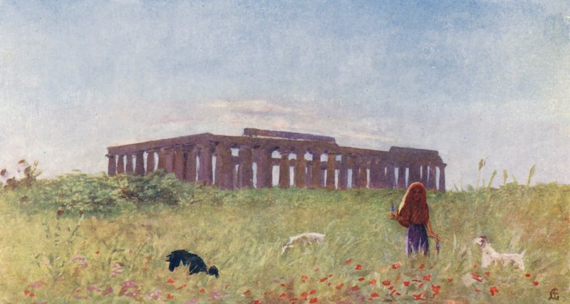 Basílica de Paestum (litografía en color) de Augustine Fitzgerald