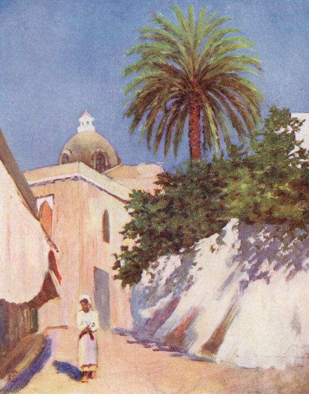 Calle, Capri (litografía en color) de Augustine Fitzgerald