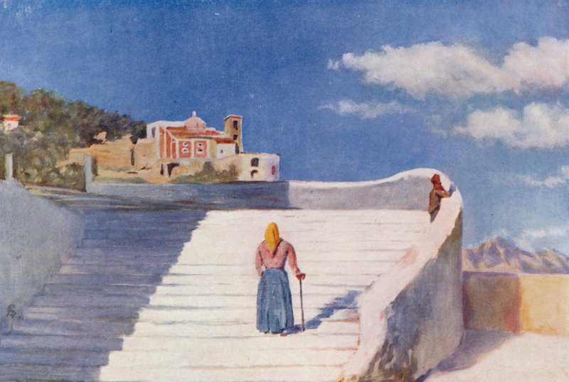 La calle de Atrani (litografía en color) de Augustine Fitzgerald