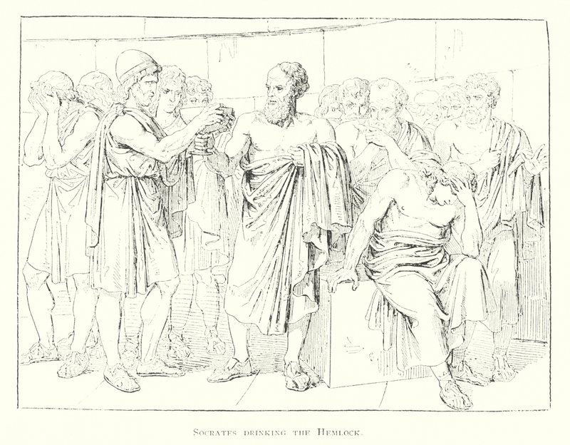 Sócrates bebiendo la cicuta (litografía) de Bartolomeo Pinelli