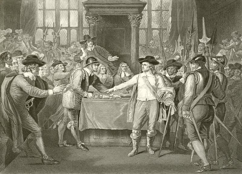 Oliver Cromwell disolviendo el Parlamento Largo de Benjamin West