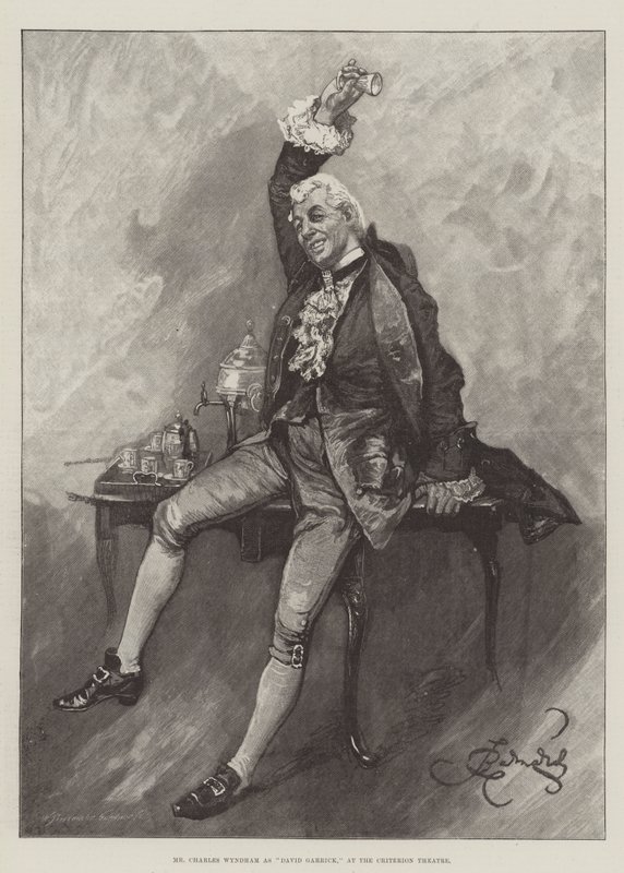 Mr Charles Wyndham como David Garrick, en el Criterion Theatre de Bernard Partridge