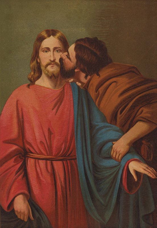 Judas traicionando con un beso (litografía en color) de C.M. Gonne