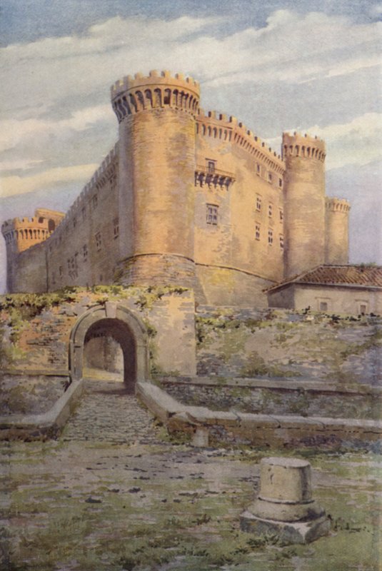 Castillo de Odescalchi, Bracciano (litografía en color) de C.T.G. Formili
