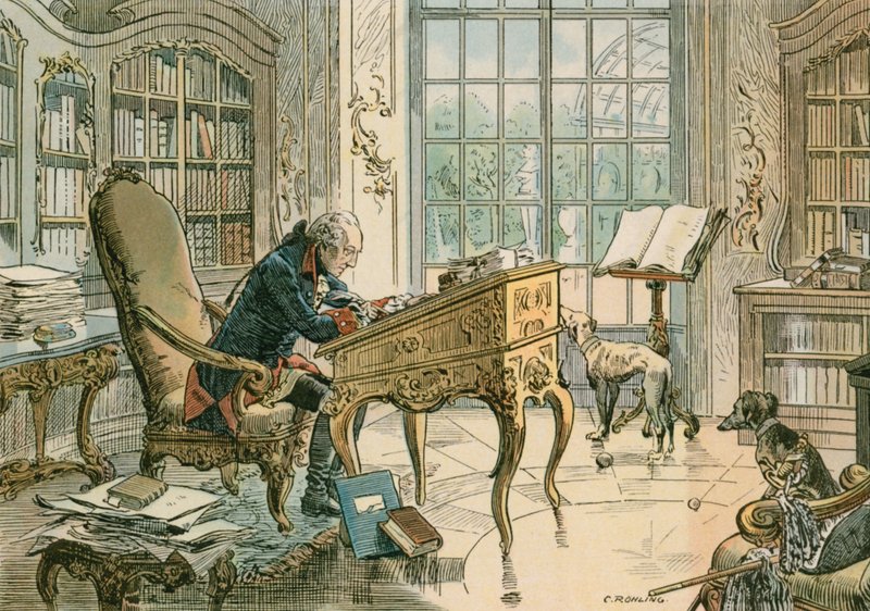 Federico el Grande (1712-1786) en su estudio de Carl Rohling