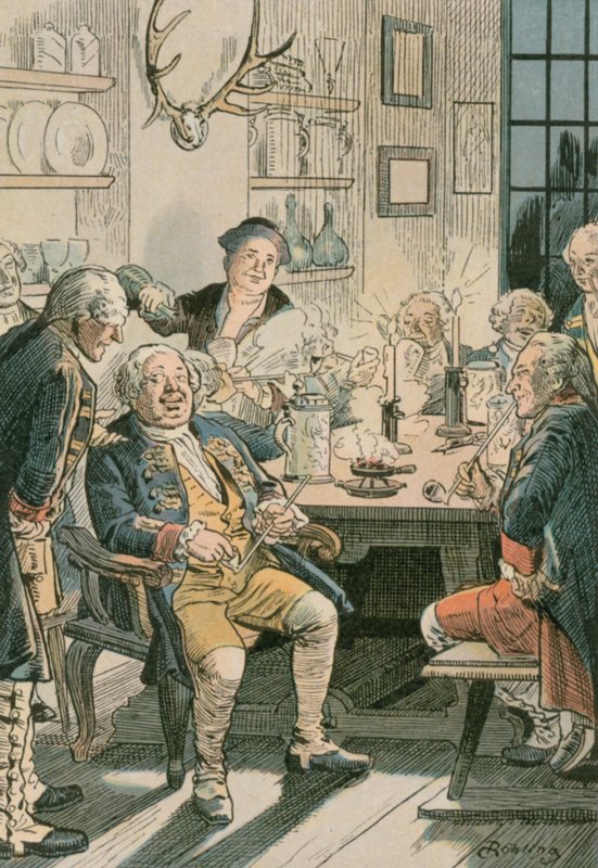 Friedrich Wilhelm I (1657-1713) en el Tabakskollegium de Carl Rohling