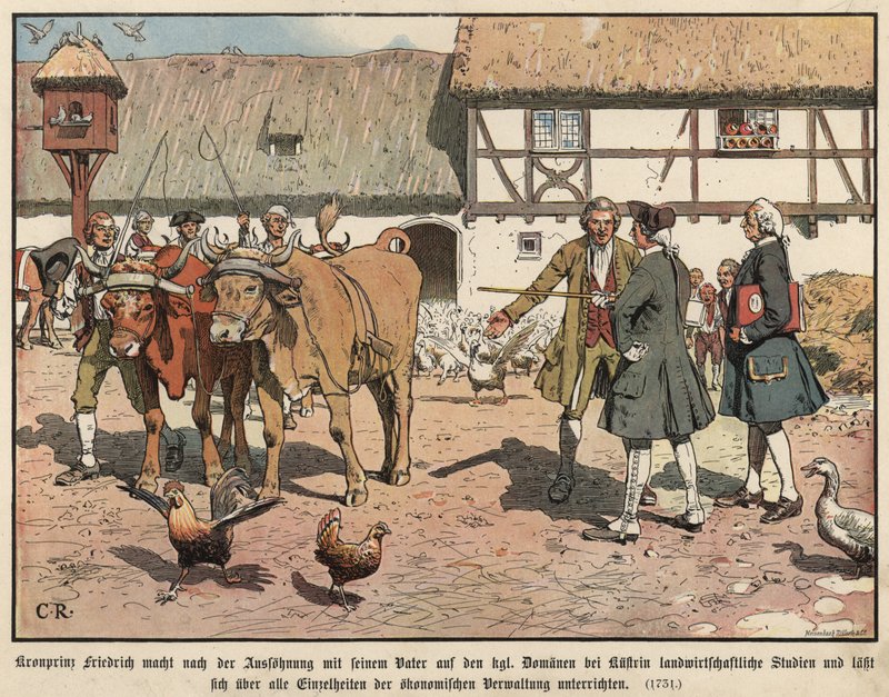 El príncipe heredero Federico de Prusia estudiando agricultura de Carl Röchling