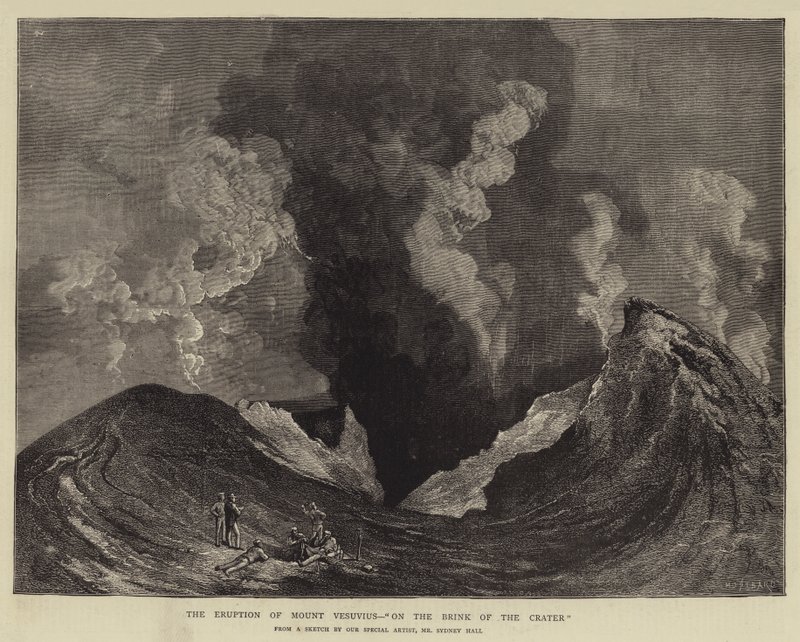 La erupción del Monte Vesubio, al borde del cráter de Charles Auguste Loye