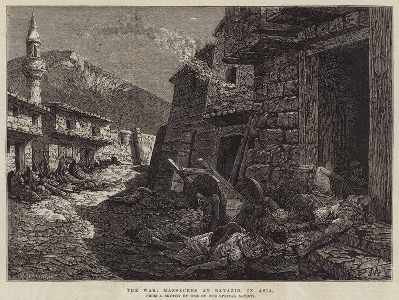 La guerra, masacres en Bayazid, en Asia de Charles Auguste Loye
