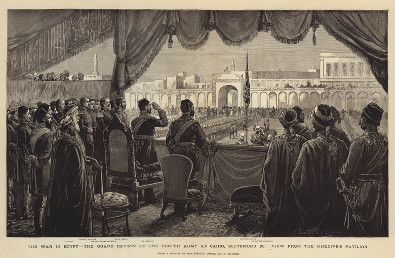 La Guerra en Egipto, la Gran Revista del Ejército Británico en El Cairo, 30 de septiembre, Vista desde el Pabellón del Jedive de Charles J. Staniland