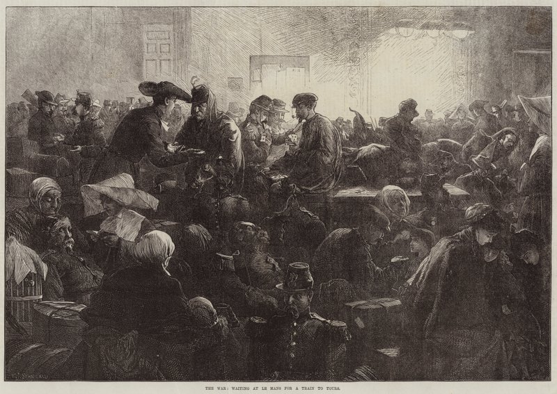 La Guerra, esperando en Le Mans un tren a Tours de Charles J. Staniland