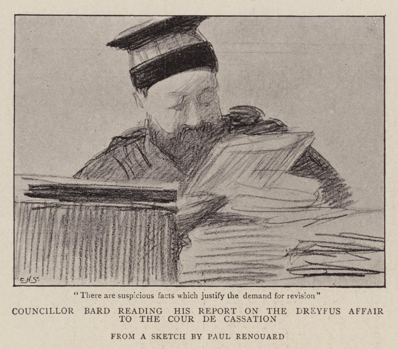 El concejal Bard leyendo su informe sobre el caso Dreyfus a la Cour de Cassation de Charles Paul Renouard