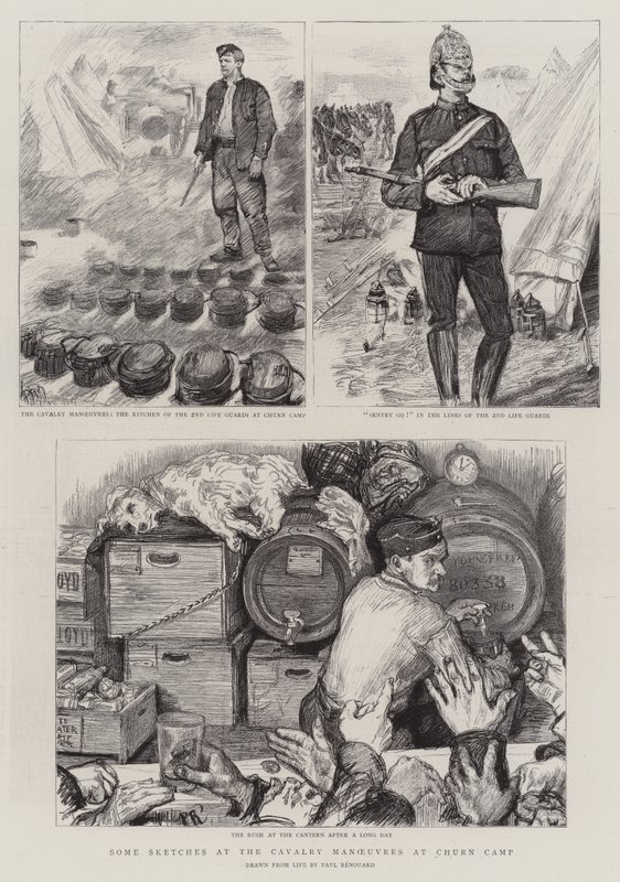 Algunos bocetos en las maniobras de caballería en Churn Camp de Charles Paul Renouard