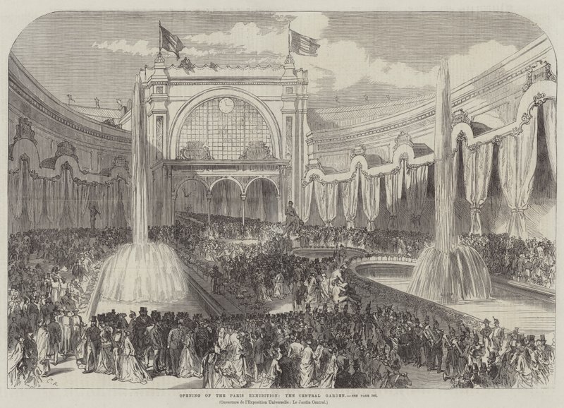 Inauguración de la Exposición de París, el Jardín Central de Sir John Charles Robinson