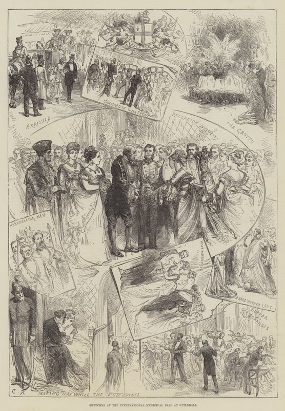 Bocetos en el Baile Municipal Internacional en Guildhall de Sir John Charles Robinson