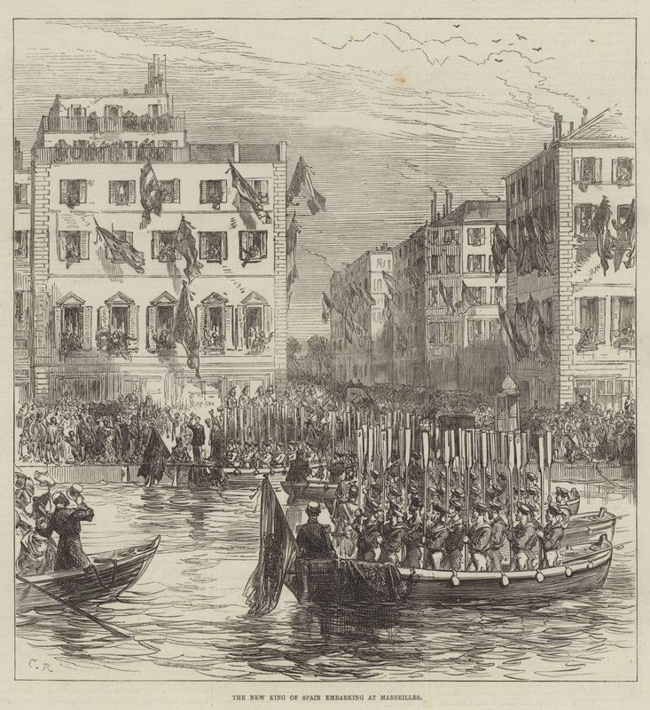 El nuevo rey de España embarcando en Marsella de Sir John Charles Robinson