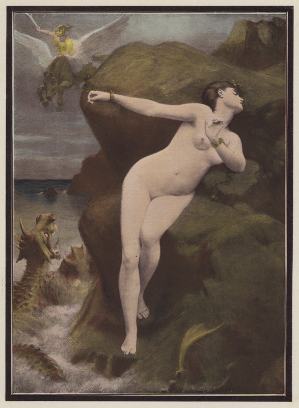 Andrómeda (lito de color) de Charles Alexandre Coessin de la Fosse
