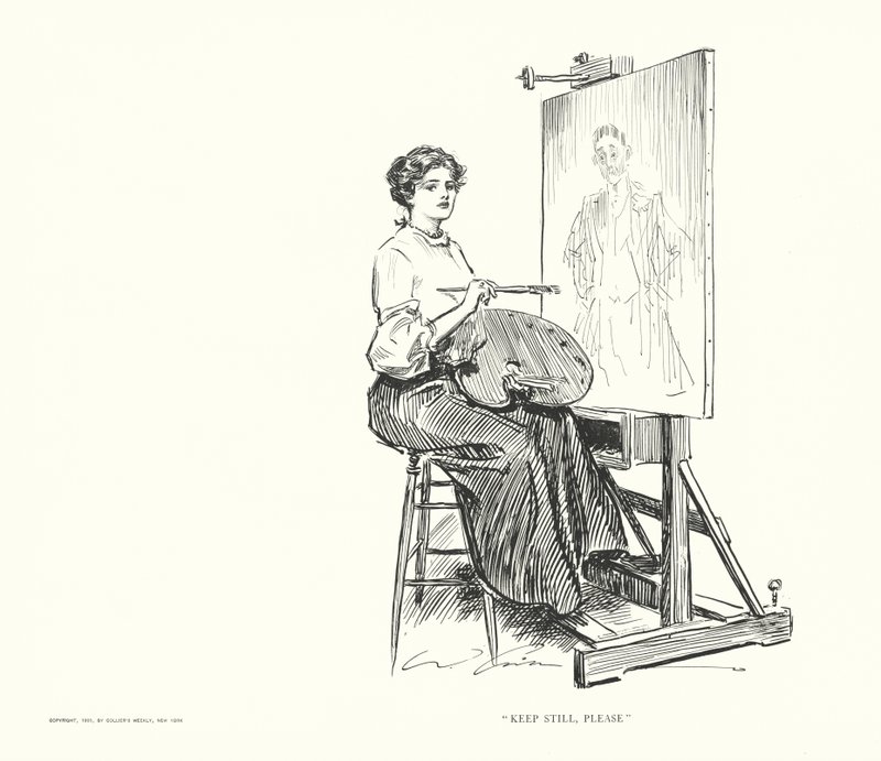 "Keep Still, Please" (litografía) de Charles Dana Gibson