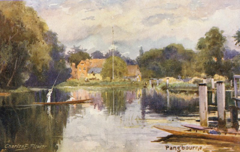 Río Támesis: Pangbourne (litografía en color) de Charles Edwin Flower