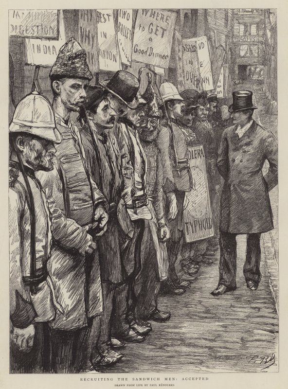 Reclutando a los hombres sándwich, aceptado de Charles Paul Renouard