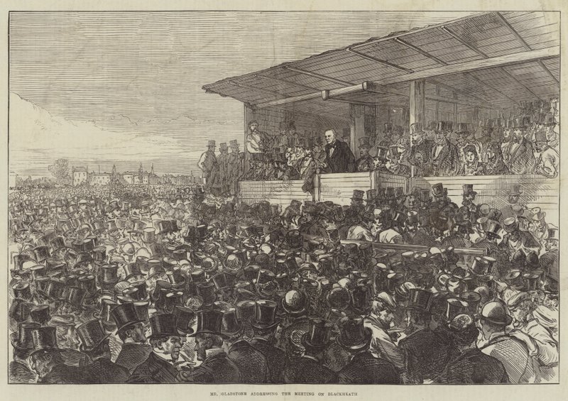 El Sr. Gladstone dirigiéndose a la reunión en Blackheath de Sir John Charles Robinson