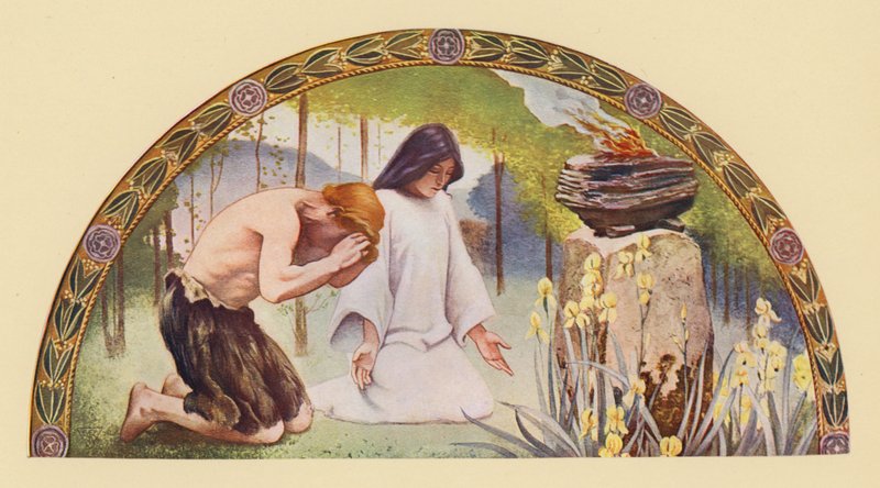 Religión (litografía en color) de Charles Sprague Pearce
