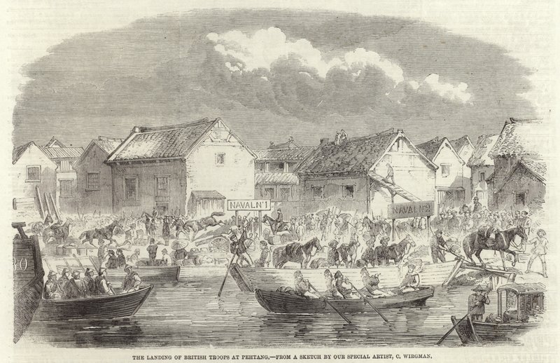 El Desembarco de las Tropas Británicas en Pehtang de Charles Wirgman