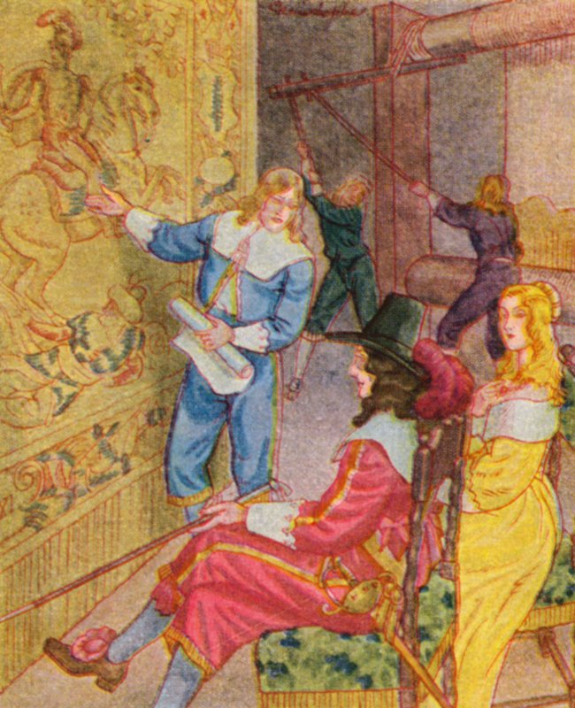 Gobelinwirkerei / Tejeduría de gobelinos (litografía en color) de Christophe (1856 1945)