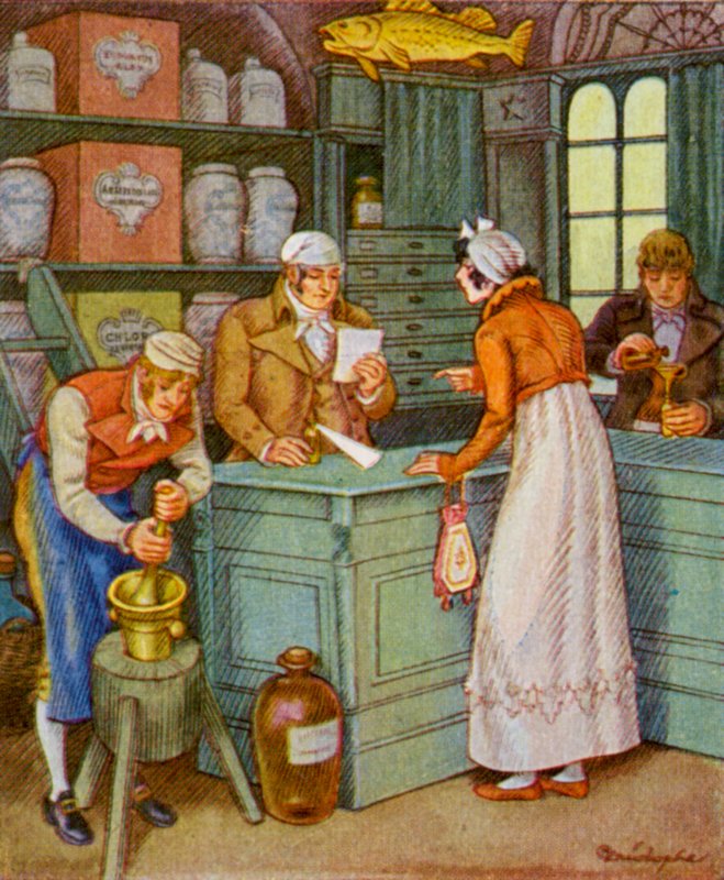Apotheke / Farmacia (litografía en color) de Christophe (1856 1945)