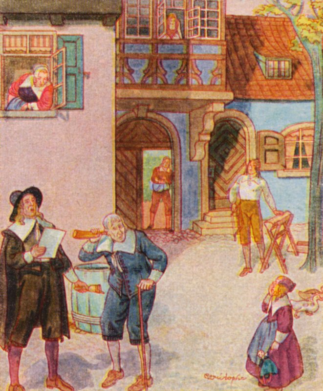 Gemeindeausrufer / Pregonero (litografía en color) de Christophe (1856 1945)
