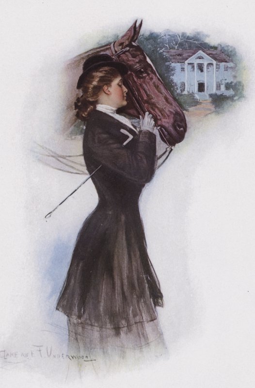 Mujer con un caballo de Clarence F. Underwood