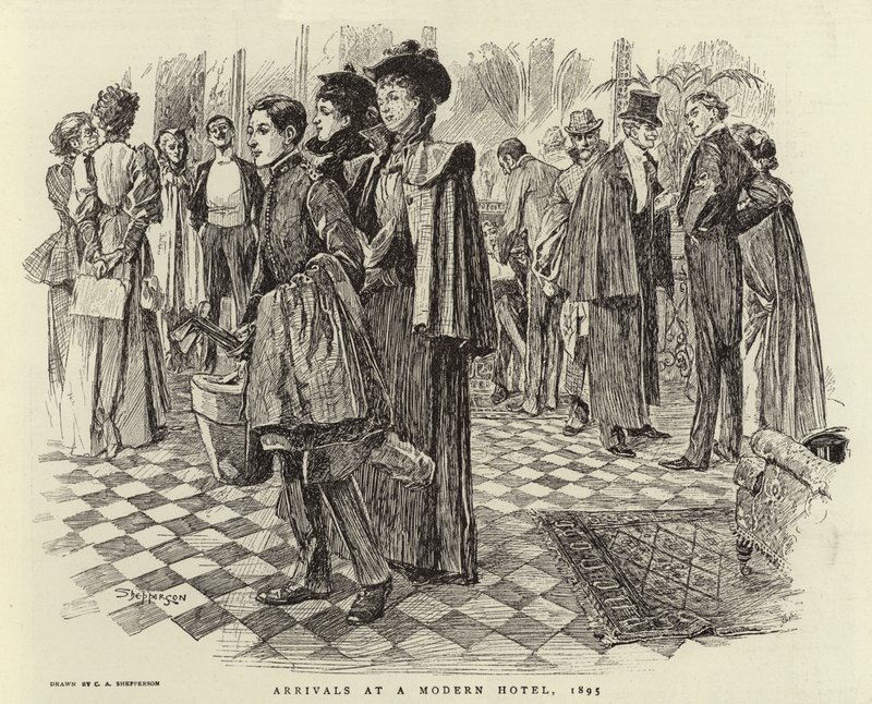 Llegadas a un hotel moderno, 1895 de Claude Shepperson