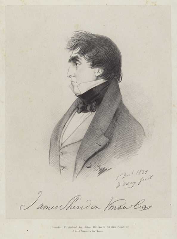 James Sheridan Knowles, dramaturgo y actor irlandés, 1839 de Count Alfred D