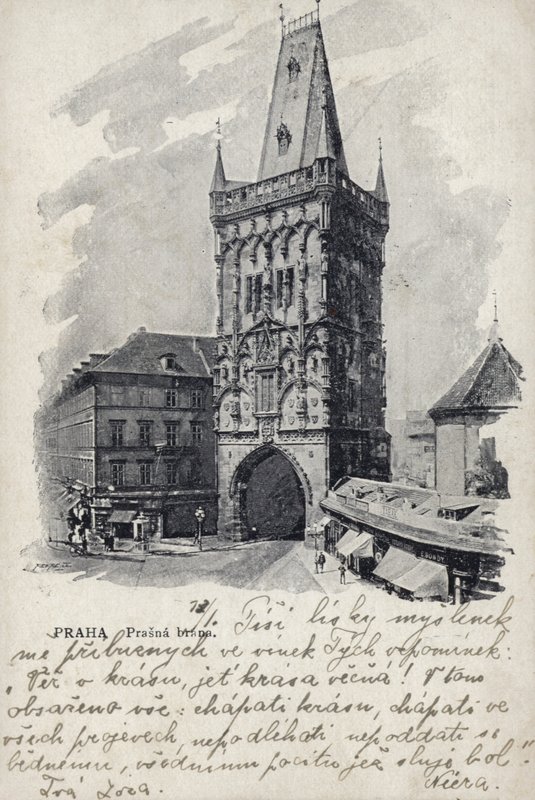 Postal que representa la Torre de la Pólvora de Czech Photographer