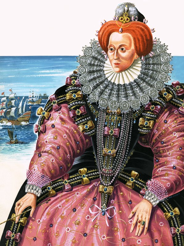 Reina Isabel I (gouache sobre papel) de Dan Escott