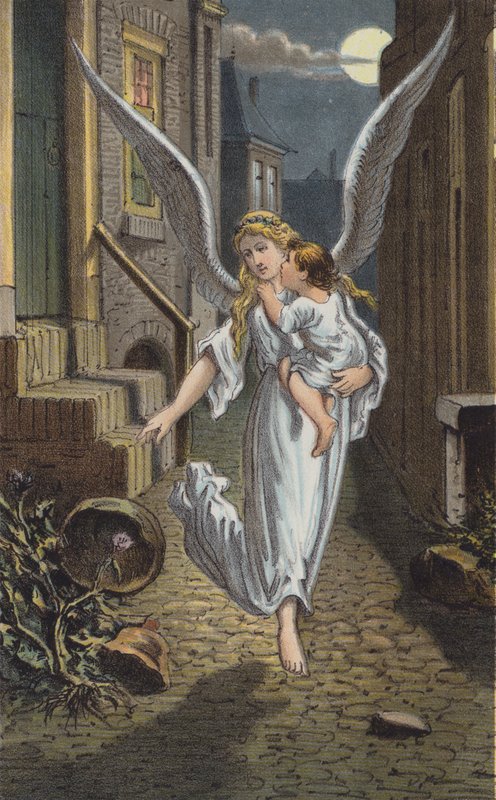El ángel (litografía en color) de Danish School