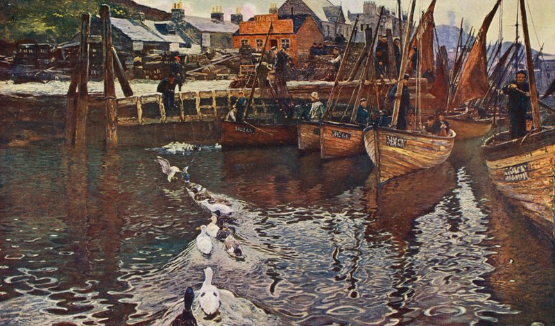 Tarbert Harbour, Loch Fyne (litografía en color) de David (after) Murray
