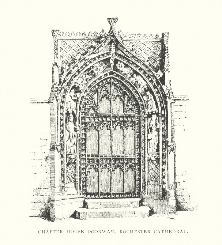 Portal de la Sala Capitular, Catedral de Rochester (litografía) de Duncan Moul