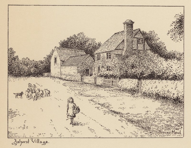 Sussex: Ashurst Village (litografía) de Duncan Moul