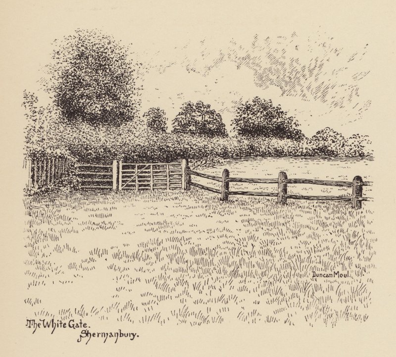 Sussex: The White Gate, Shermanbury (litografía) de Duncan Moul