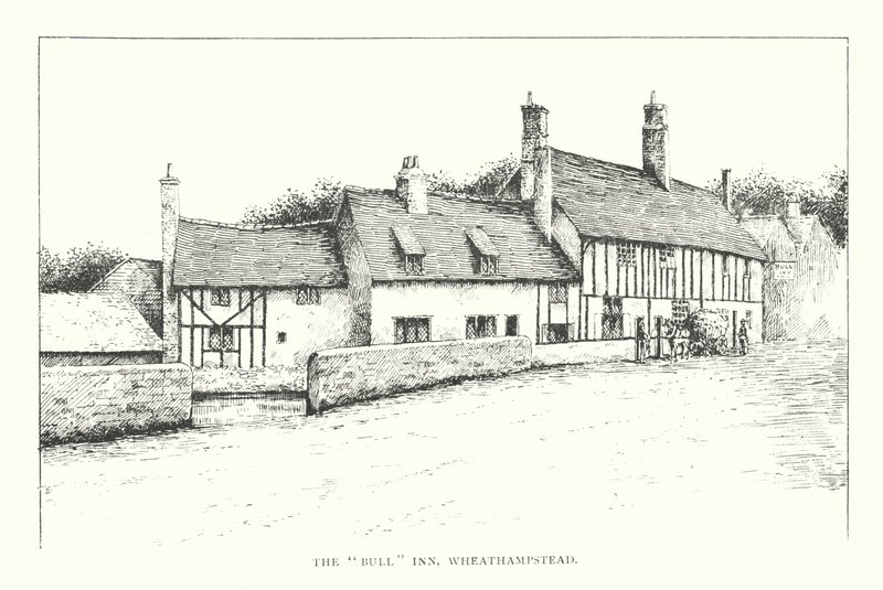 The "Bull" Inn, Wheathampstead (litografía) de Duncan Moul