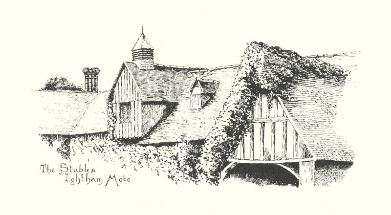 The Stables, Ightham Mote (litografía) de Duncan Moul