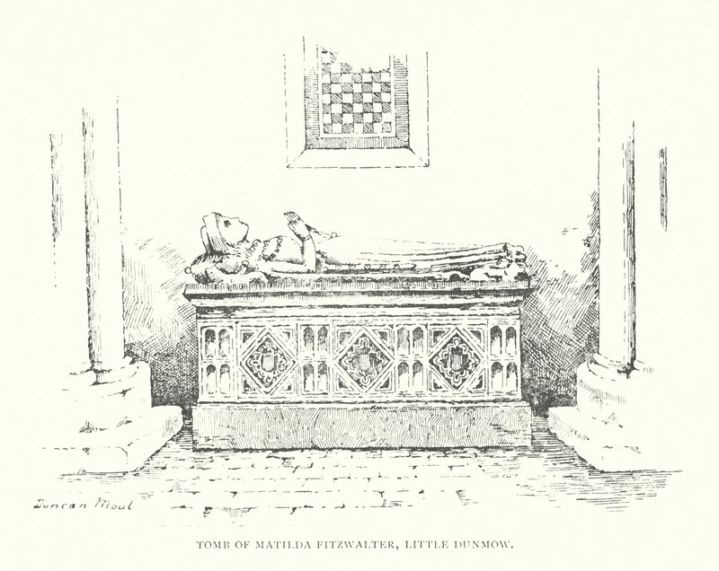 Tumba de Matilda Fitzwalter, Little Dunmow (litografía) de Duncan Moul