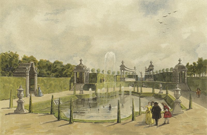 Jardín de una villa, principios del siglo XVIII de Dutch School