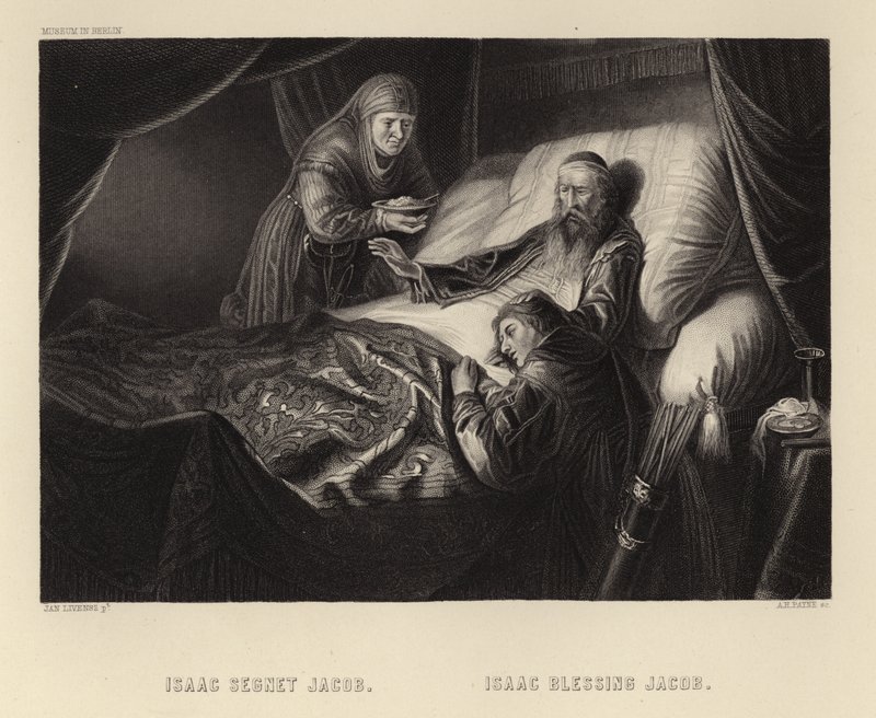 Isaac bendiciendo a Jacob de Dutch School